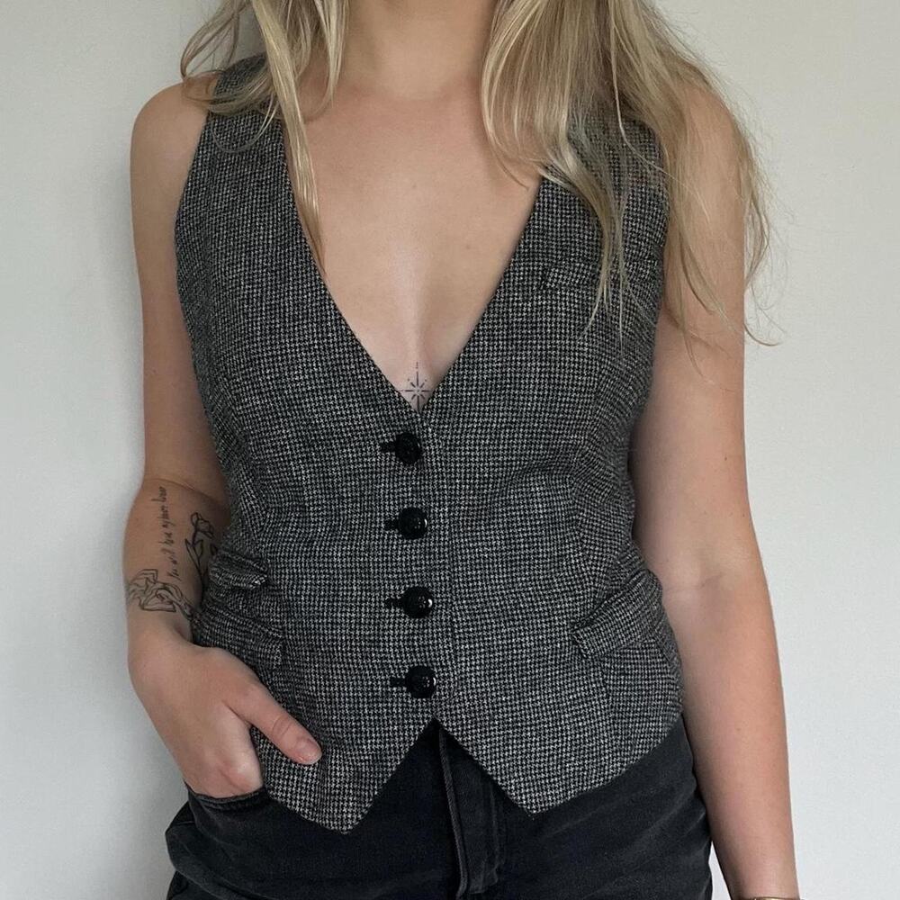 Y2K GAP Button Up Houndstooth Vest